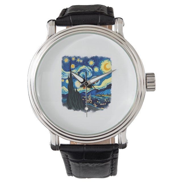 Relógio Camisa Artística Libélula Van Gogh Noite Estrelada (Frente)