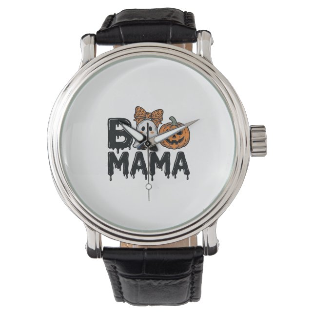 Relógio Camisa de Mãe Fantasma de Halloween Abóbora Design (Frente)