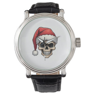 Relógio Camisa Funil Crânio Natal Santa XMES Homens Mulher