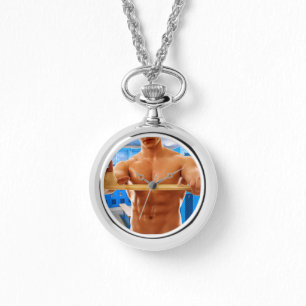 Relógio CamisaSlipperyJoe do homem musculoso sem abs peito