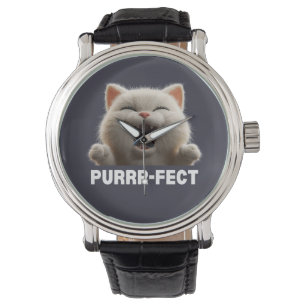 Relógio Camiseta de Meme de Gato Risonho PURRR-FEITO