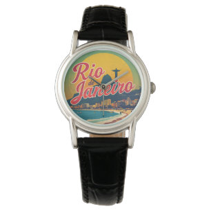 Relógio Camiseta de Viagem Retro Rio De Janeiro Brasil