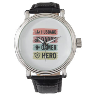 Relógio Camiseta Geométrica Vintage Marido Papai Gamer Her