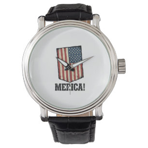 Relógio Camiseta Gráfica Patriótica da Bandeira da Merica