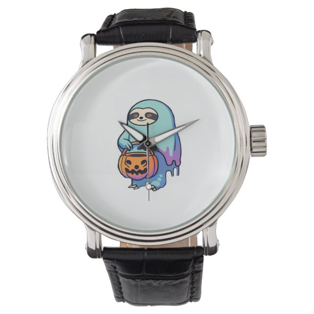 Relógio Camiseta Oversized de Halloween Fantasma de Pregui (Frente)