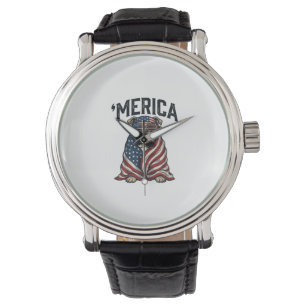 Relógio Camiseta Patriótica Bulldog 'Merica Vintage Vector