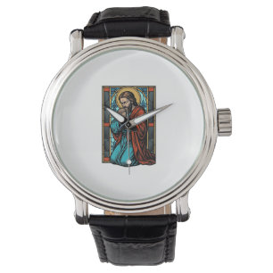 Relógio Camiseta Vetorial de Figura Religiosa Orando Vinta
