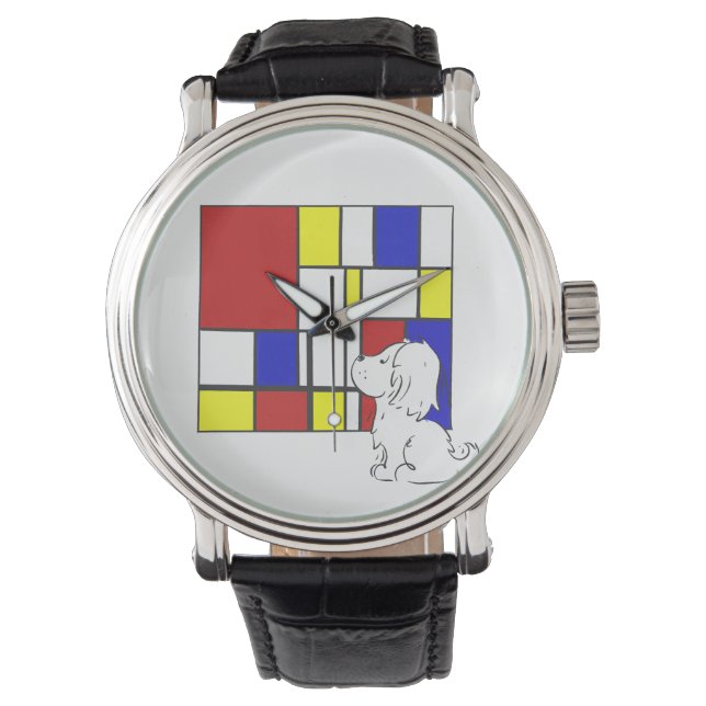 Relógio Camomila Inspirada em Mondrian (Frente)