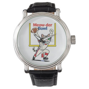 Relógio Campeão do Meow-der Bowl Futebol de Gato