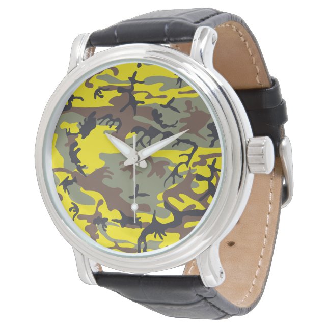 Relógio Camuflagem Amarela e Marrom, Militar, Exército (Angular)