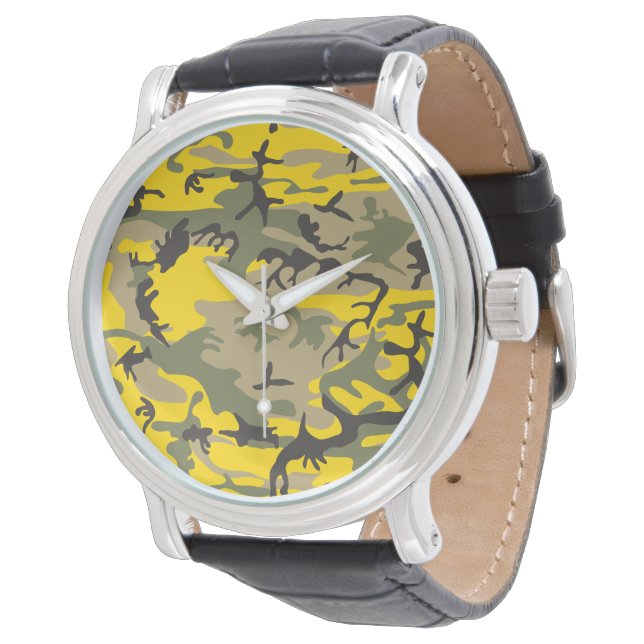 Relógio Camuflagem Amarela e Verde, Militar, Exército (Angular)