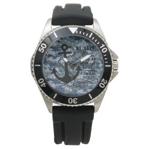 Relógio Camuflagem Azul de Olho Masculina Aço Inoxidável