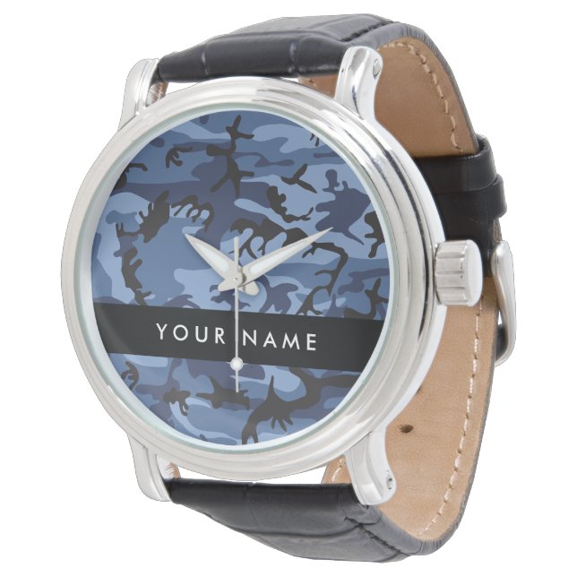 Relógio Camuflagem Azul Marinho Personalize seu nome (Angular)
