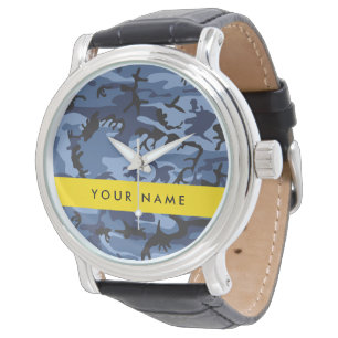 Relógio Camuflagem Azul Marinho Personalize seu nome