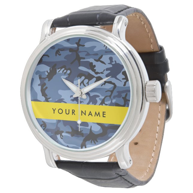Relógio Camuflagem Azul Marinho Personalize seu nome (Angular)