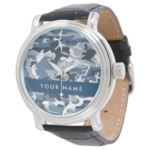 Relógio Camuflagem Azul Neve de Inverno Personalize seu no