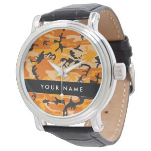 Relógio Camuflagem Laranja Seu nome Personaliza