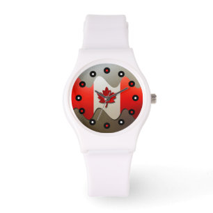 Relógio Canada Flag-Chrome por Shirley Taylor