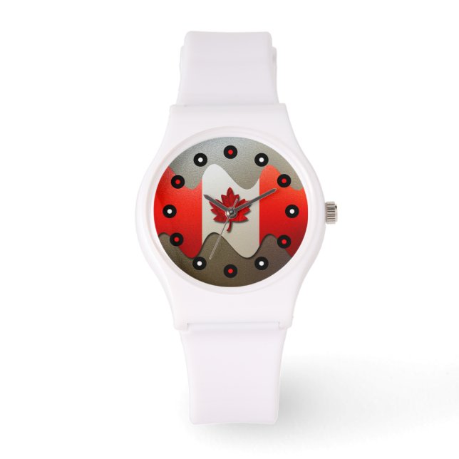 Relógio Canada Flag-Chrome por Shirley Taylor (Frente)