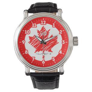 Relógio canadense Flag Red Maple Personalize-o em um