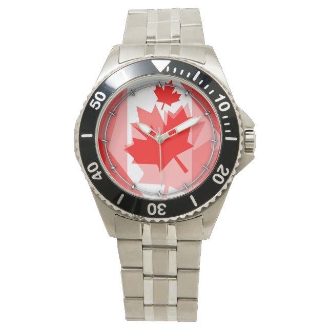 Relógio Canadiano vermelho Maple Leaf Layout Estilo CANADÁ (Frente)