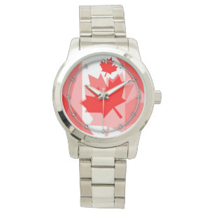 Relógio Canadiano vermelho Maple Leaf Layout Estilo CANADÁ