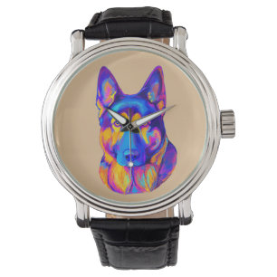 Relógio Cão German shepherd em Cores