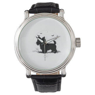 Relógio Cão Terrier Yorkshire � Silhueta da Lua de Hallowe