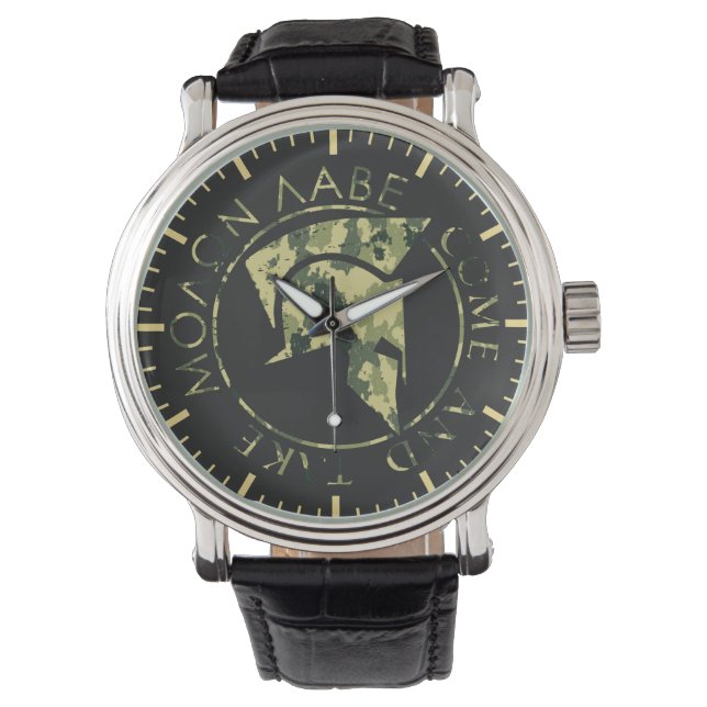 Relógio Capacete Espartano Molon Labe Camuflagem Militar (Frente)