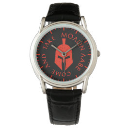 Relógio Capacete Espartano Molon Labe Vermelho Masculino