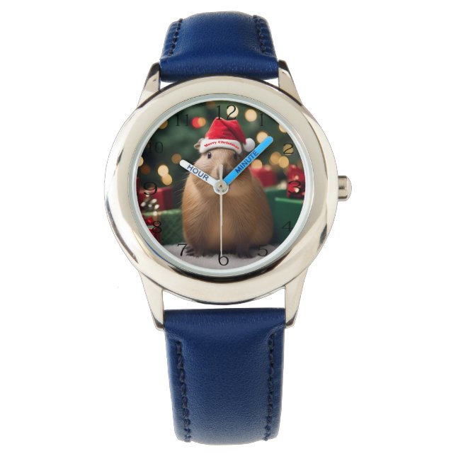 Relógio "Capybara Claus: Uma Maravilha Festiva Bokeh" (Frente)