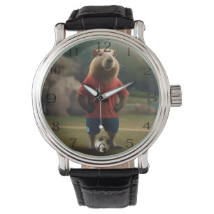 Relógio "Capybara com Ponta de Goal: A Estrela de Futebol