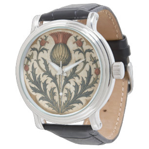 Relógio Cardo escocês floral vintage William Morris