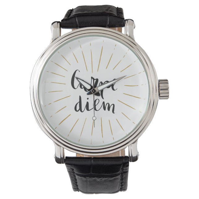 Relógio Carpe Diem - Design de Tipografia com Letra Mão (Frente)