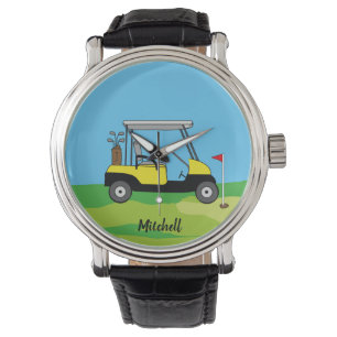 Relógio Carrinho de Golfe e Curso Verde Personalizado