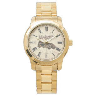 RELÓGIO CARRO VINTAGE DE NÚMEROS ROMANOS DE TEMPO ANTIGO