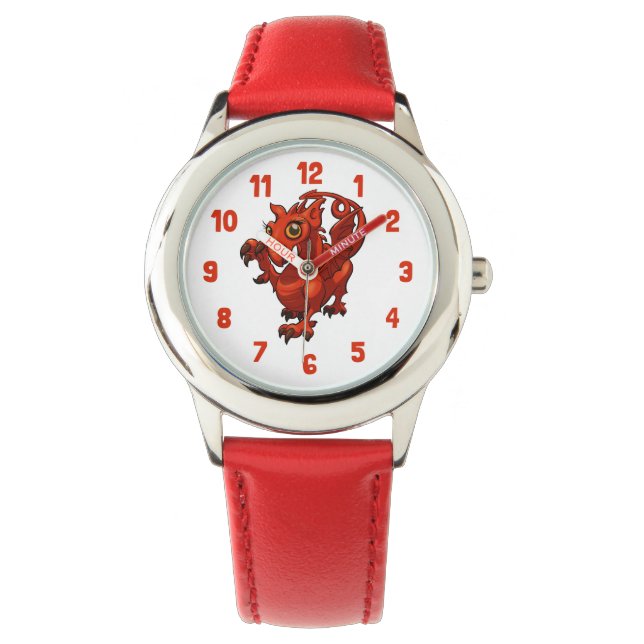 Relógio Cartografia Rampant Little Welsh Baby Red Dragon (Frente)