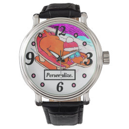 Relógio Cartoon Engraçado Sleding Cartoon Dog Personalizad