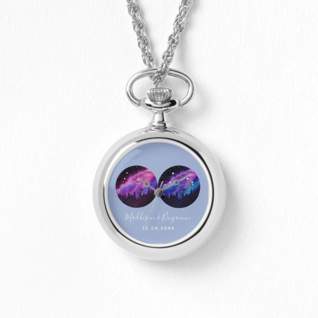 Relógio Casais Personalizados Zodiac Oferece Qualquer Horo (Frente)