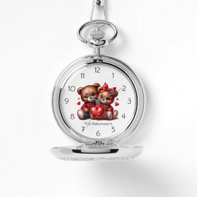 Relógio Casal do Urso dia de os namorados Apaixonado (Frente)