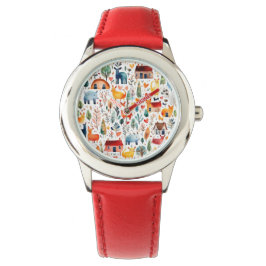 Relógio Casas vermelhas e casas Folha de Papel