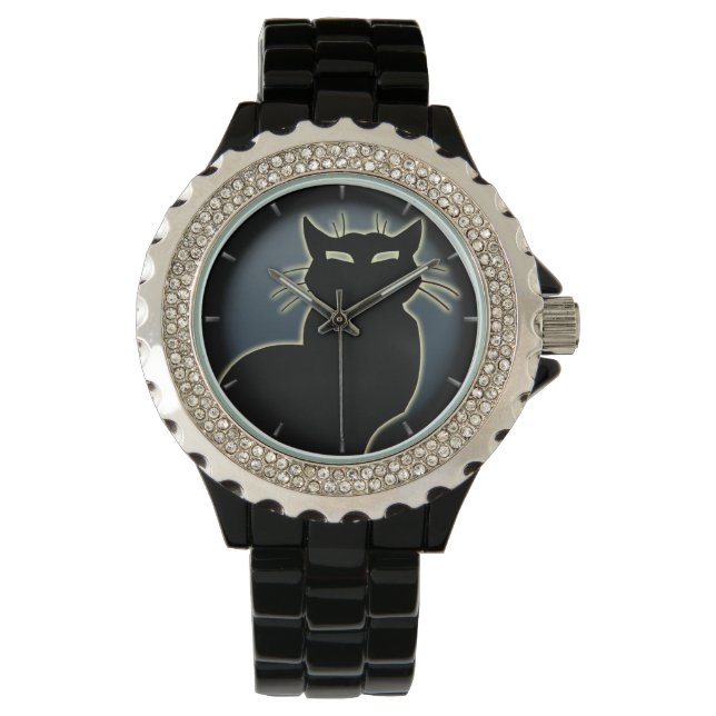 Relógio Cat Watch Black Cat Wrist Assiste Cat Alojante Jew (Frente)
