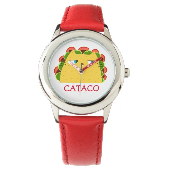Relógio Cataco, Funny Taco Comida Mexicana Booo The Cat (Frente)