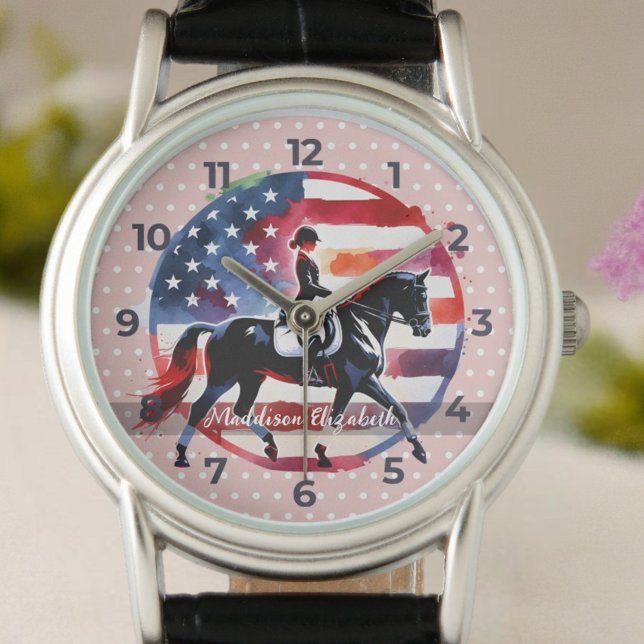 Relógio Cavaleiro Elegante de Dressage  (Customize sophisticated equestrian designs with names, initials, or special messages!)
