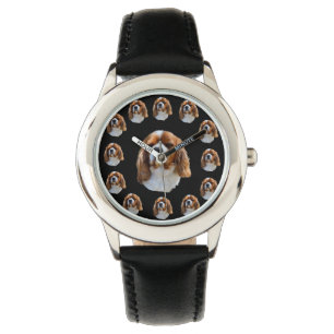 Relógio Cavalier Spaniel Dog Face Patterno, Kids Leather
