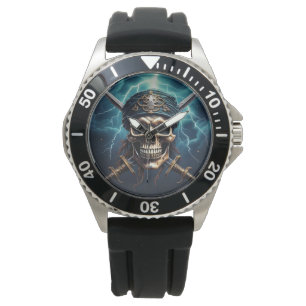 Relógio Caveira Pirata com Espadas