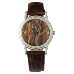 Relógio Cedar Textura de Latido de Madeira