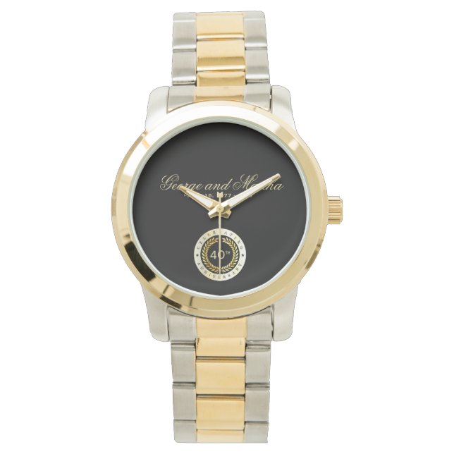 Relógio Celebrando o 40º aniversário. Personalizável. (Frente)