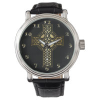 Celtic Knot Cross em Dourado e preto