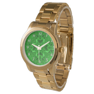Relógio Células Vintage Fractal Verde Caleidoscópio